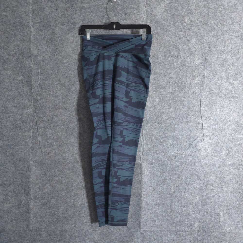 ALPHALETE Women's High-Waisted Leggings Athletic Activewear Blue Teal Camo Sz M